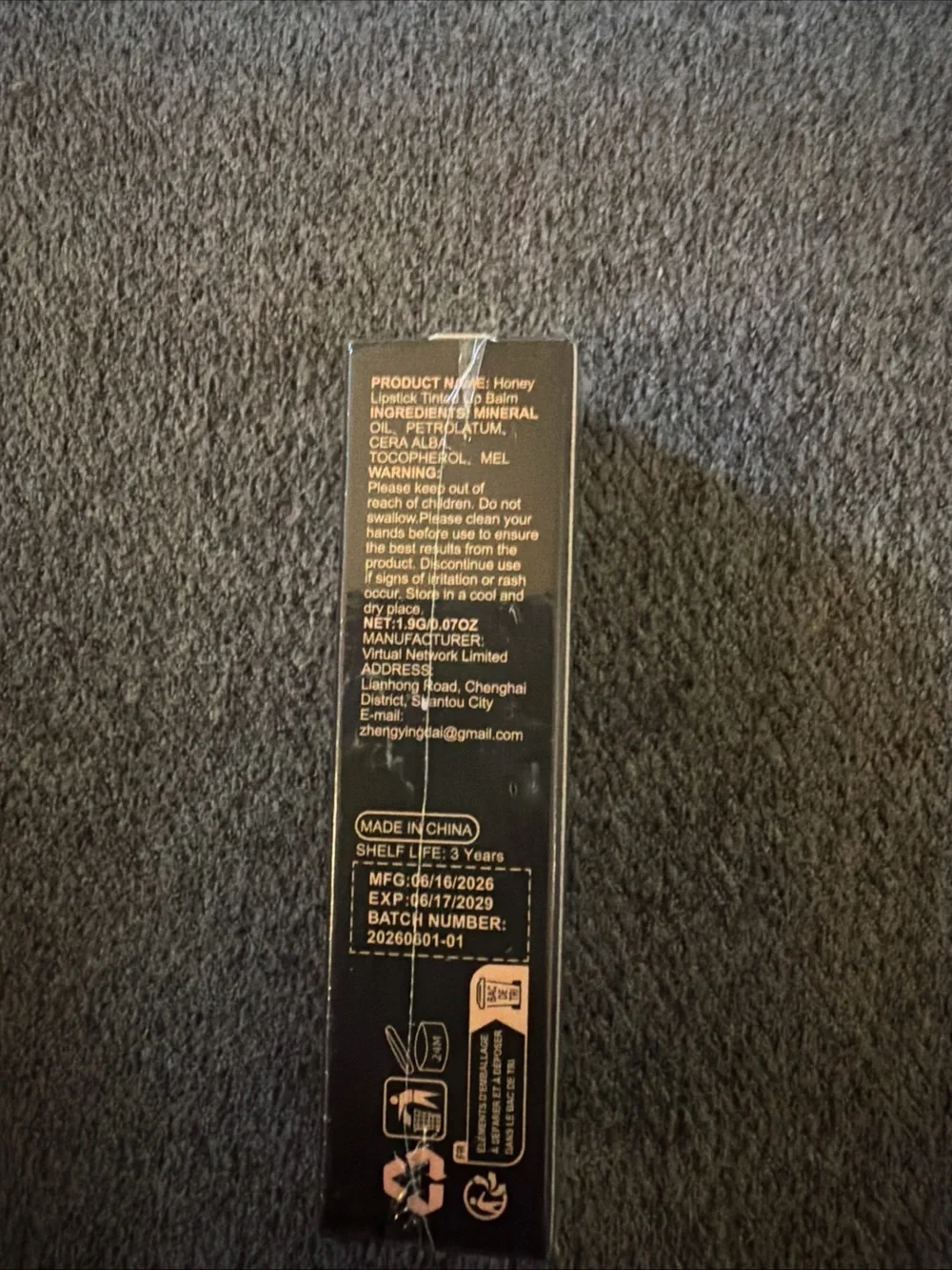 HoneyNoir Black Tinted Lip Balm — Hydrating Honey Lipstick